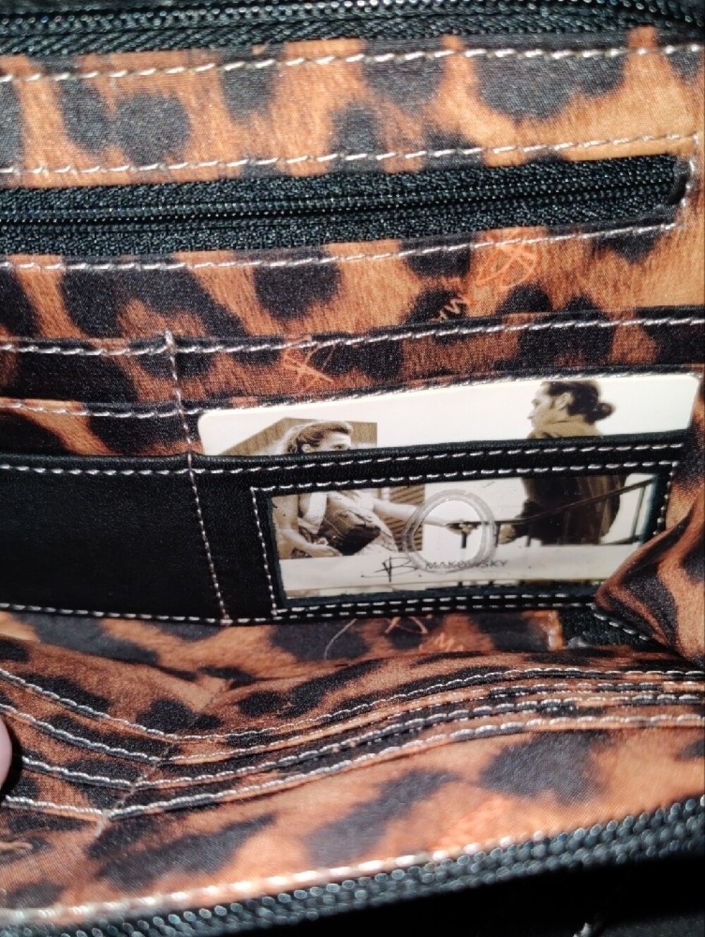 b. makowsky Black and White Leather Crossbody with Decorative Buckle - Picture 7 of 14